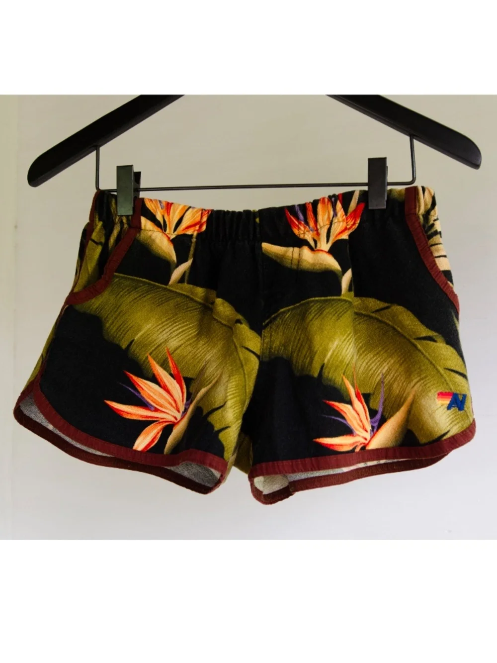 Aviator Nation Bird of Paradise Stripe Track Shorts Handmade in California EUC - Picture 2 of 5